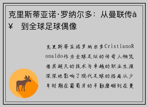 克里斯蒂亚诺·罗纳尔多：从曼联传奇到全球足球偶像